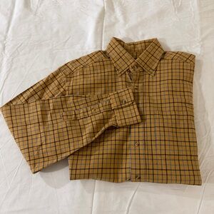 Vineyard Vines Men's Flannel Button Down Shirt - Golden Yellow w/ blue check